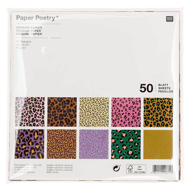 ACID LEO - 50 feuilles pour origami acide 15x15cm