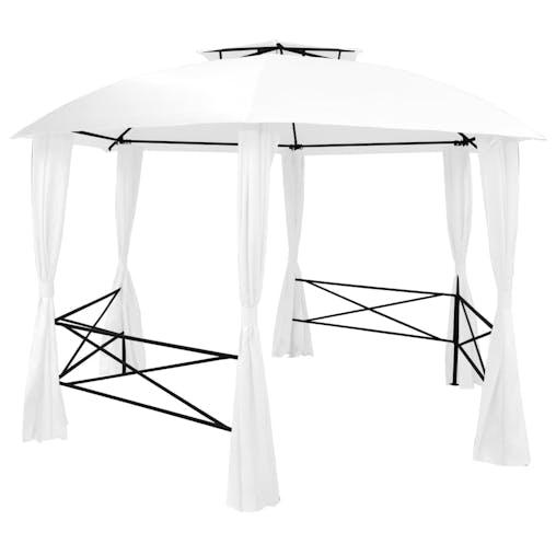 NNEVL Garden Marquee with Curtains 360x312x265 cm White 180 g/m&sup2;