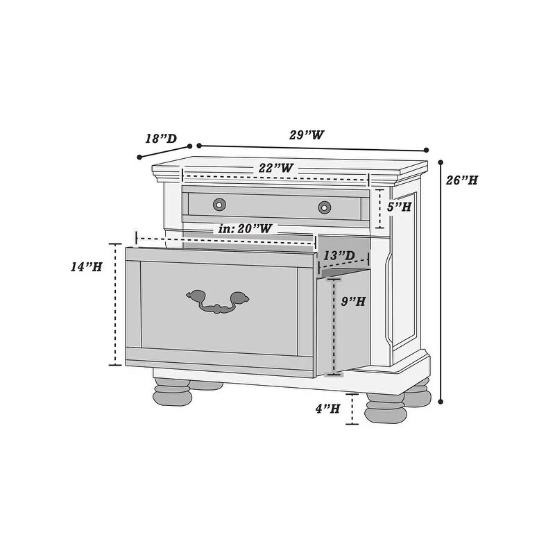 Traditional Formal Look 1pc Nightstand Storage Space Bedside Table Plywood Veneer Bedroom Furniture
