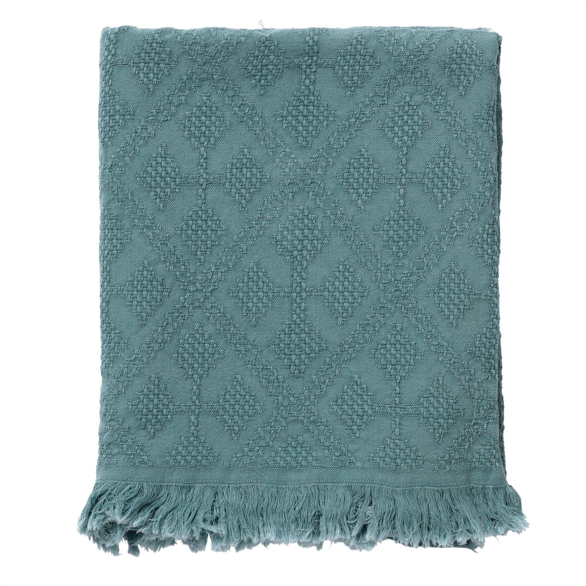 BELLE - plaid 130x180 cm - 100% katoen - geweven patroon - Sagebrush Green - groen