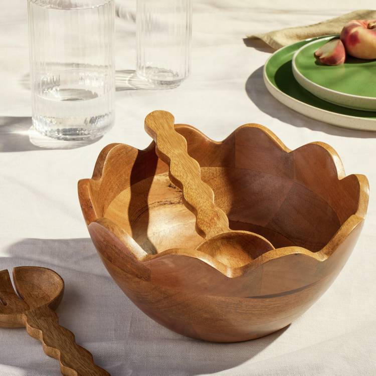 Habitat Wooden Scalloped Salad Bowl