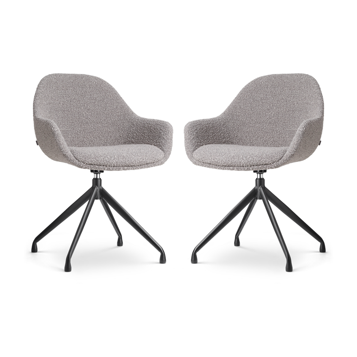 Nolon Nola-Mae Draaibare Eetkamerstoelen Bouclé Taupe - Zwart - 2x