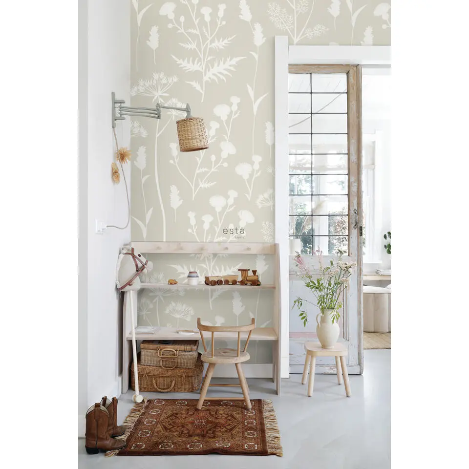 ESTAhome fotobehang veldbloemen zand beige - 150 x 279 cm