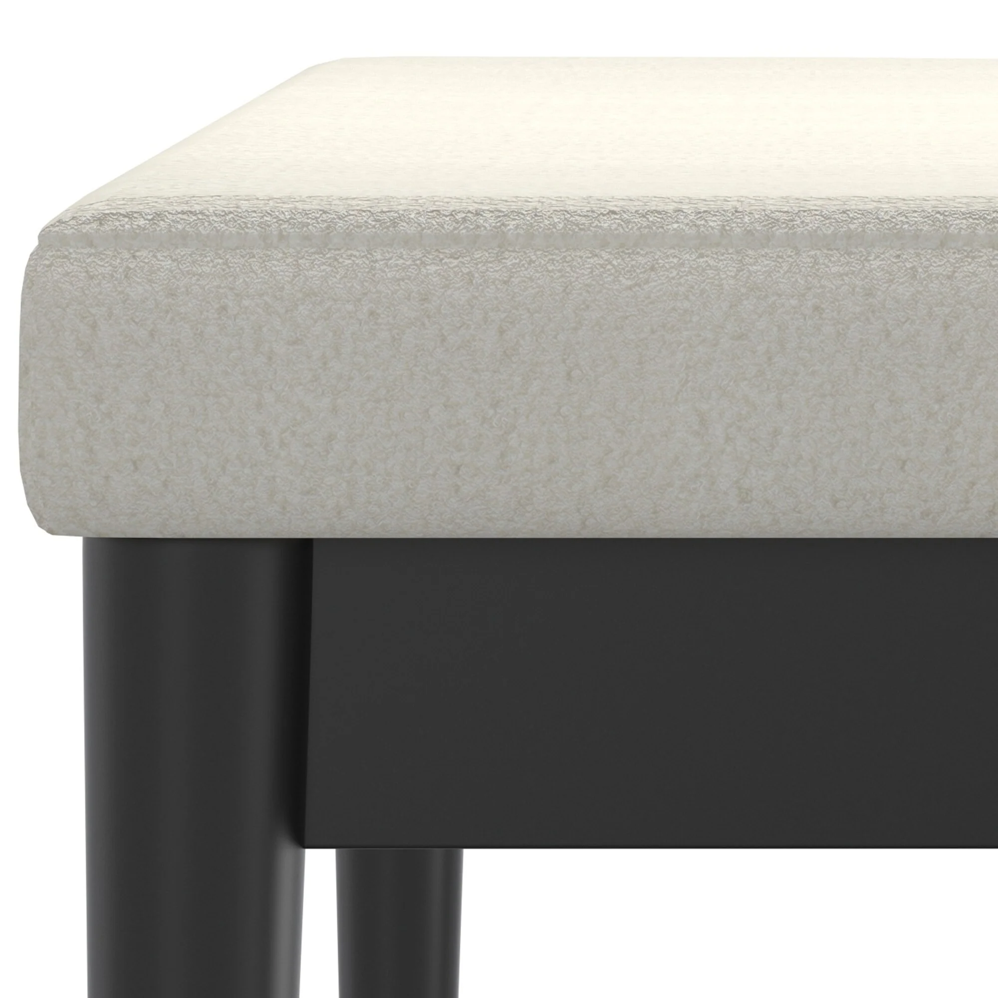 Modern Boucle Fabric Bench in Cream