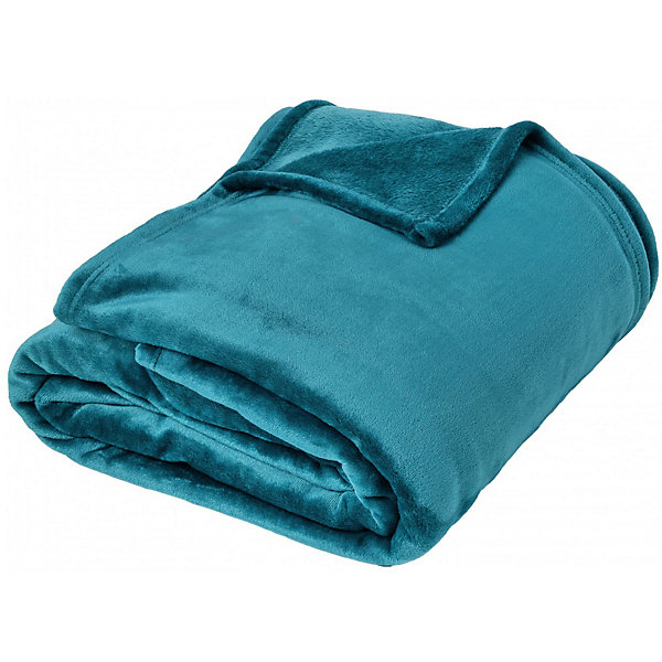 Couverture polaire microvelours 240x260 cm VELVET Bleu Lac