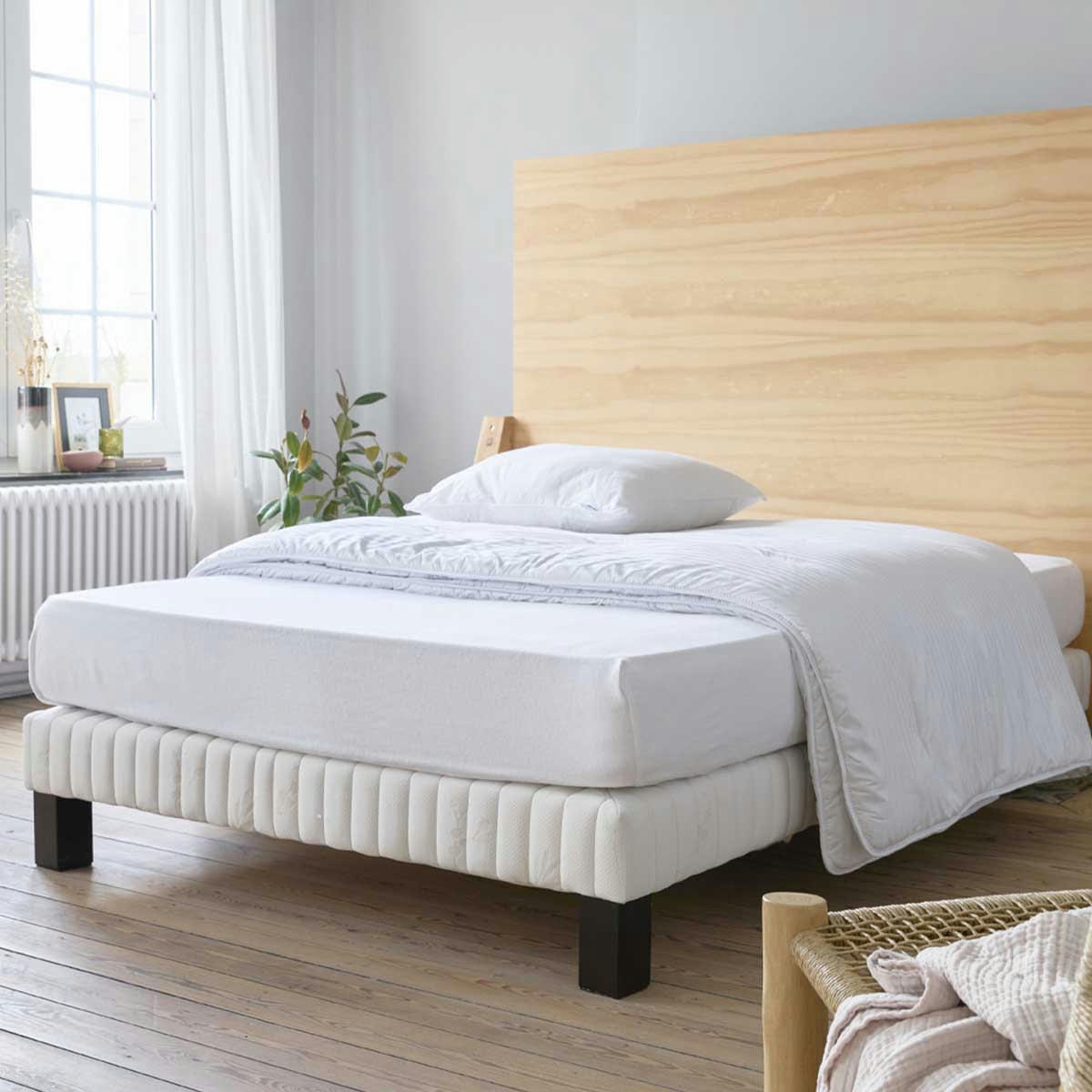 QUIÉTUDE - Protège-matelas en coton enduit blanc 200x200