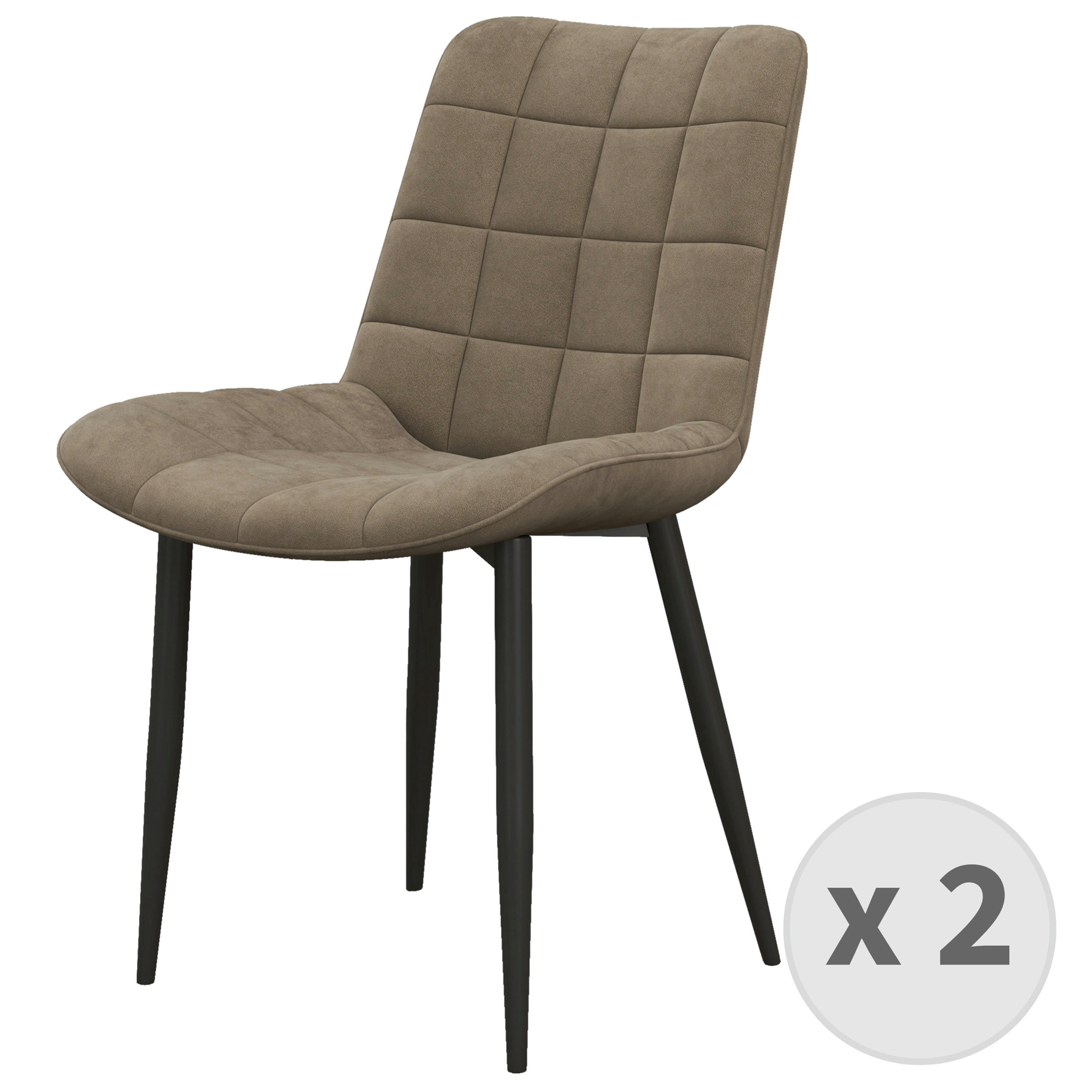 SACHA - Chaise en Velours Taupe et métal noir (x2)