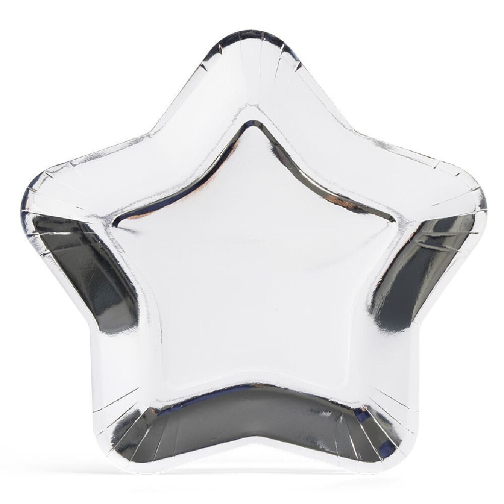 Plateau carton étoile argenté Ø24,5cm x6