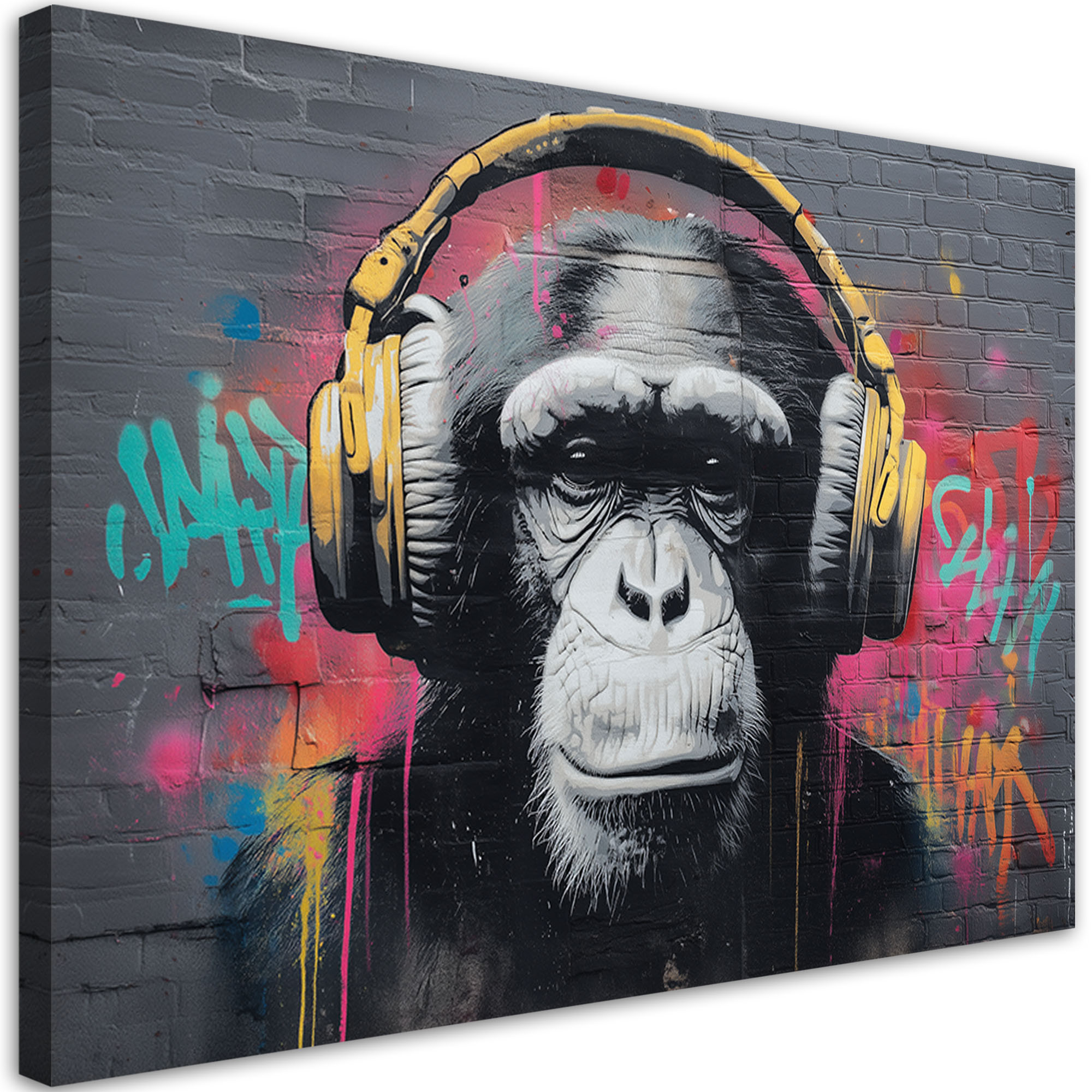 Feeby Obraz na płótnie, Małpa DJ Muzyka Street Art 60x40