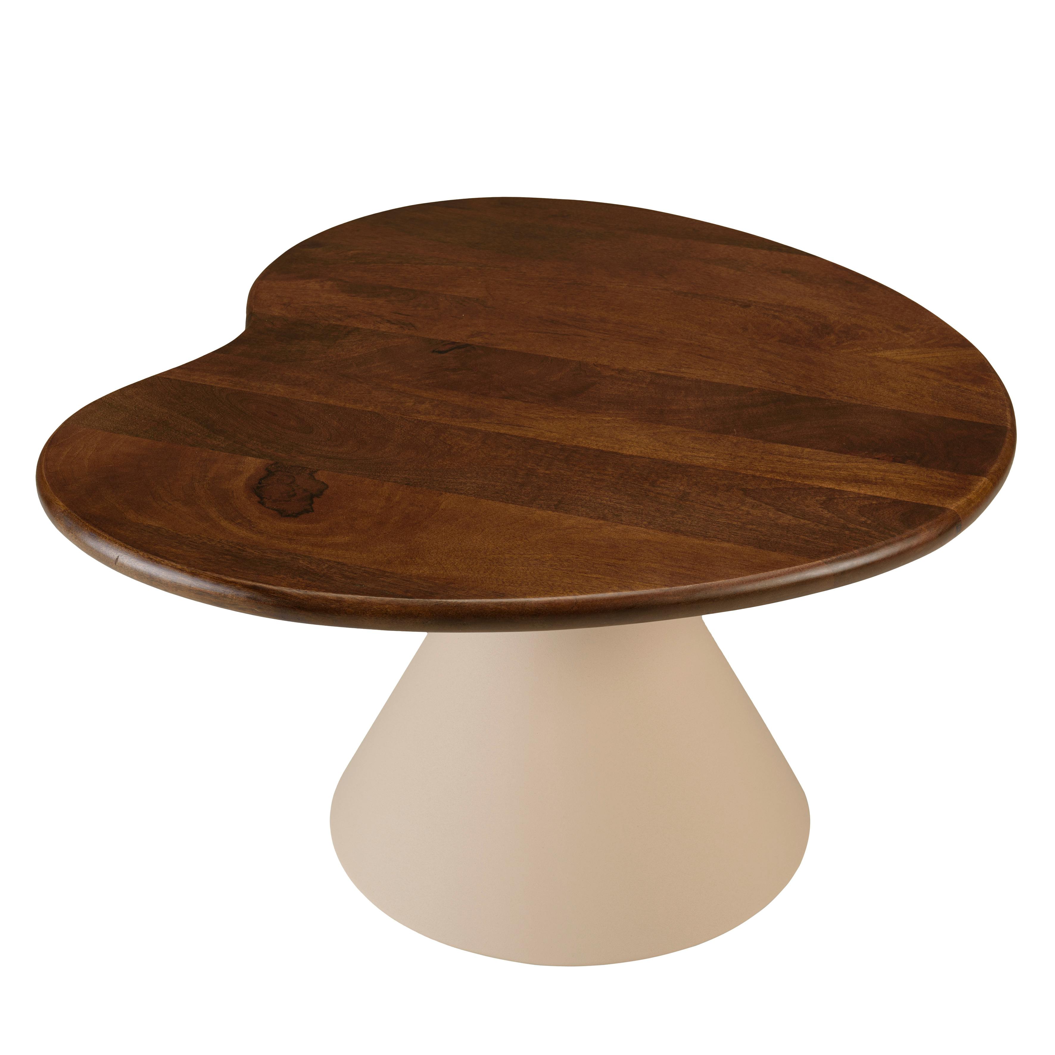 Table basse ovoïde plateau en manguier pied ivoire TOSCA