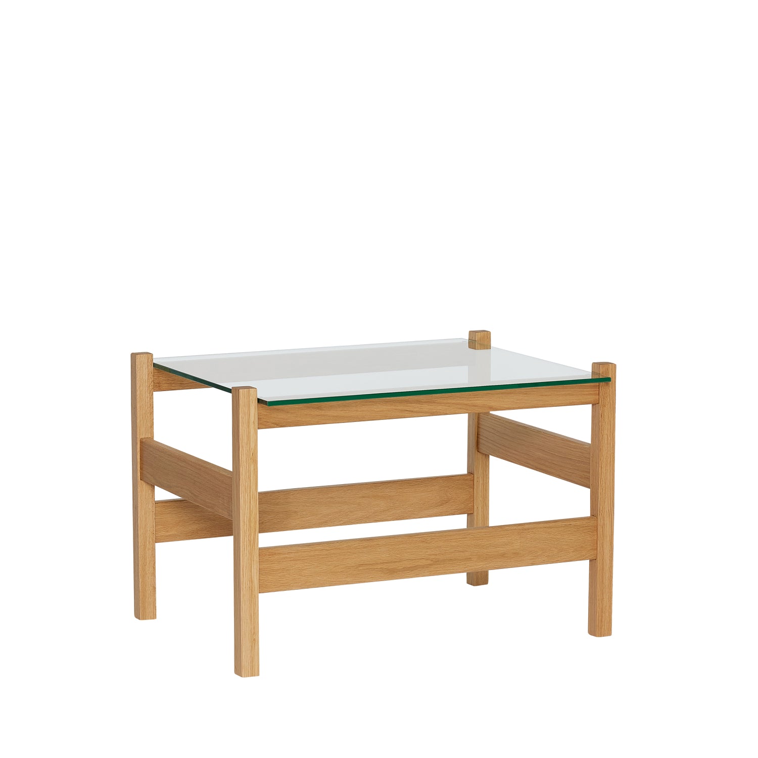 Hübsch bijzettafel Ledge - glas/eikenhout - 66x52xh45cm