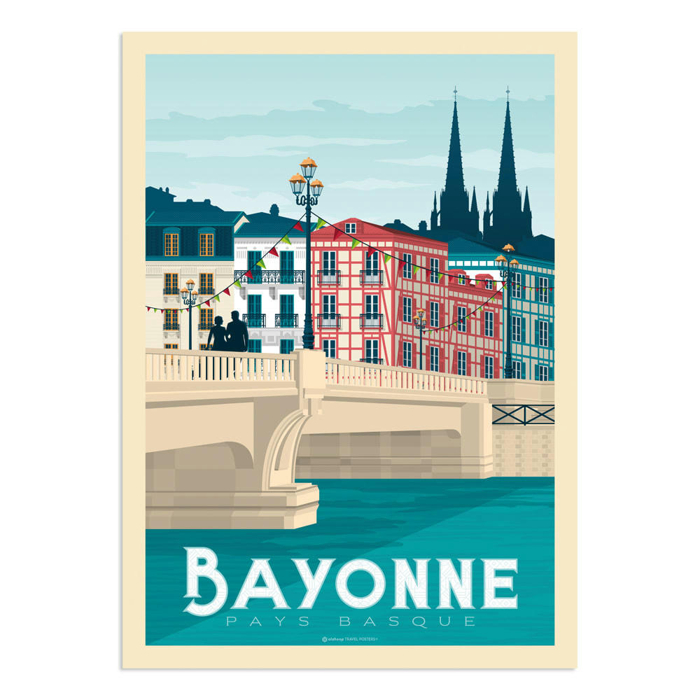 - Affiche Bayonne  30x40 cm