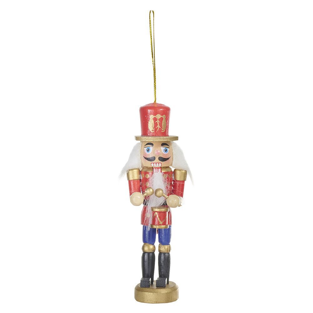 Suspension de No&euml;l soldat Casse Noisette en bois Ø5xH12cm