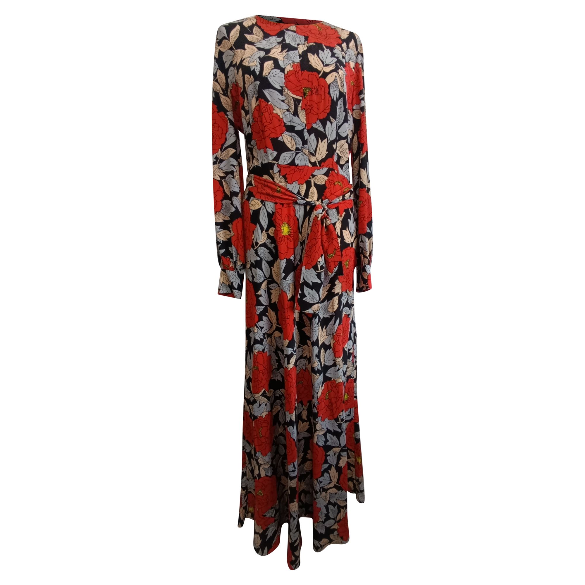 Diane Von Furstenberg Preloved Floral-Printed Maxi Dress in Multicolor Viscose