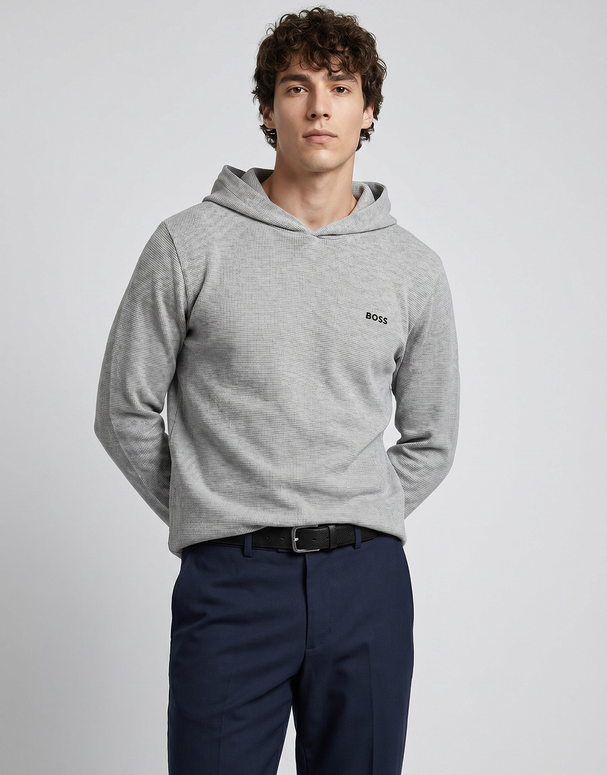BOSS - Waffle LS-Shirt H. - Grey