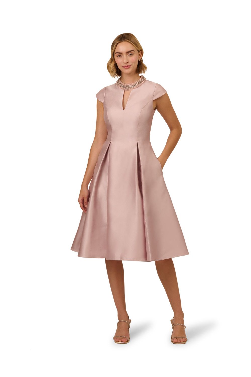 Adrianna Papell Key Hole Mikado Midi Dress