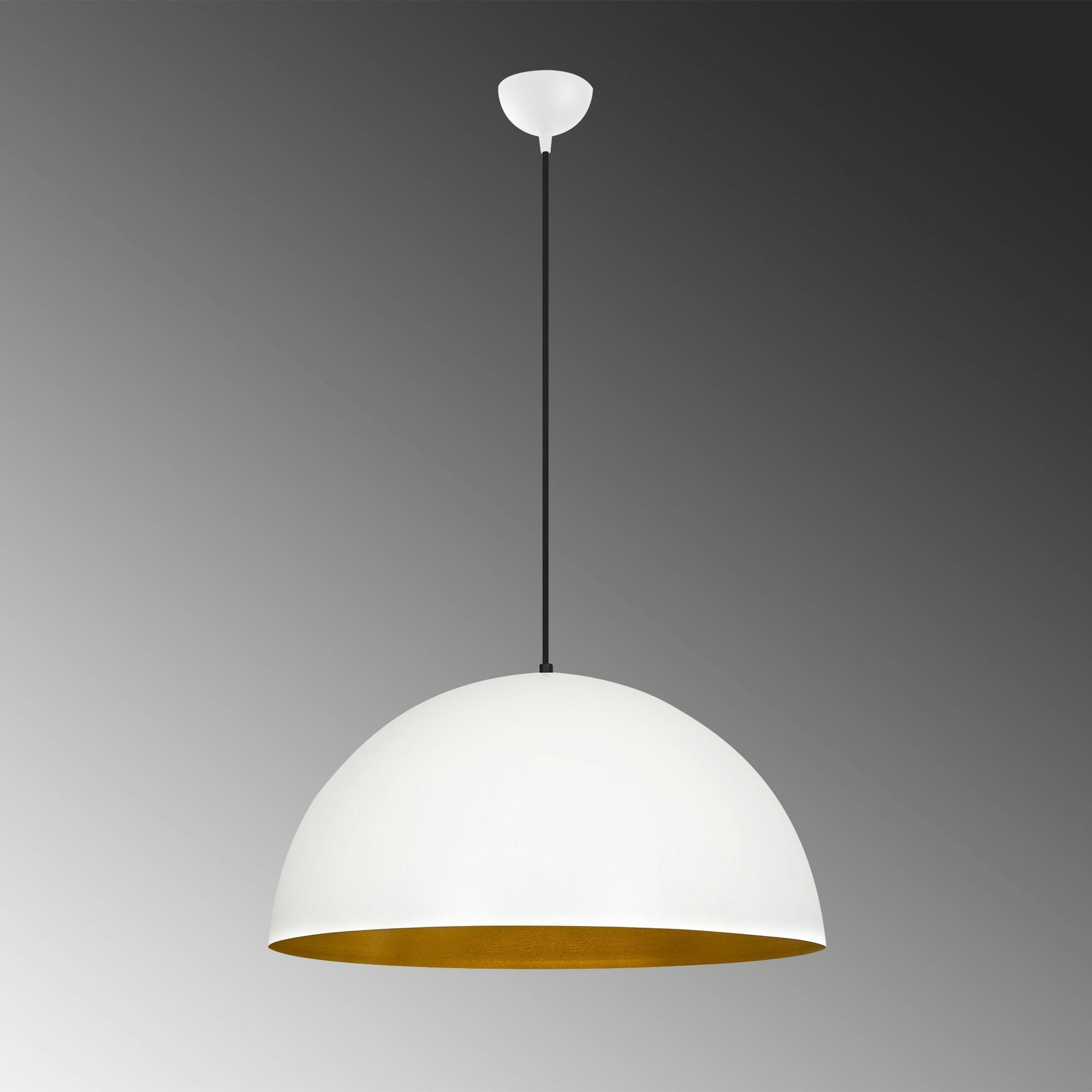 Suspension de table blanche dôme intérieur doré Ø60 cm SILE