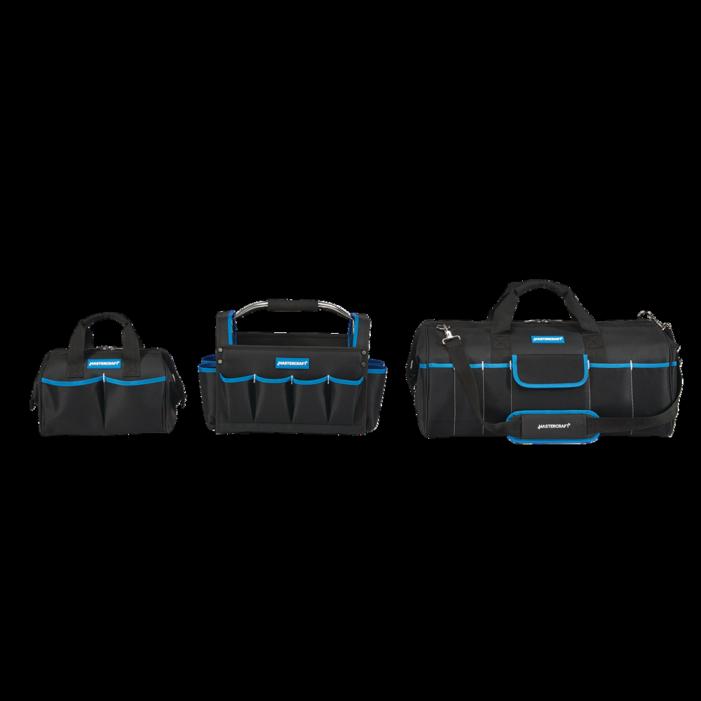 Mastercraft Tote & Duffles Tool Bag Combo w/ Strap & Grip, 12-in, 15-in, 24-in, 3-pc