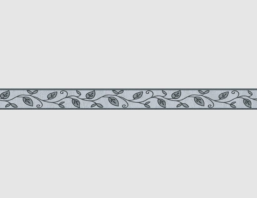 Tapetenborte Vinyl Blume Grau