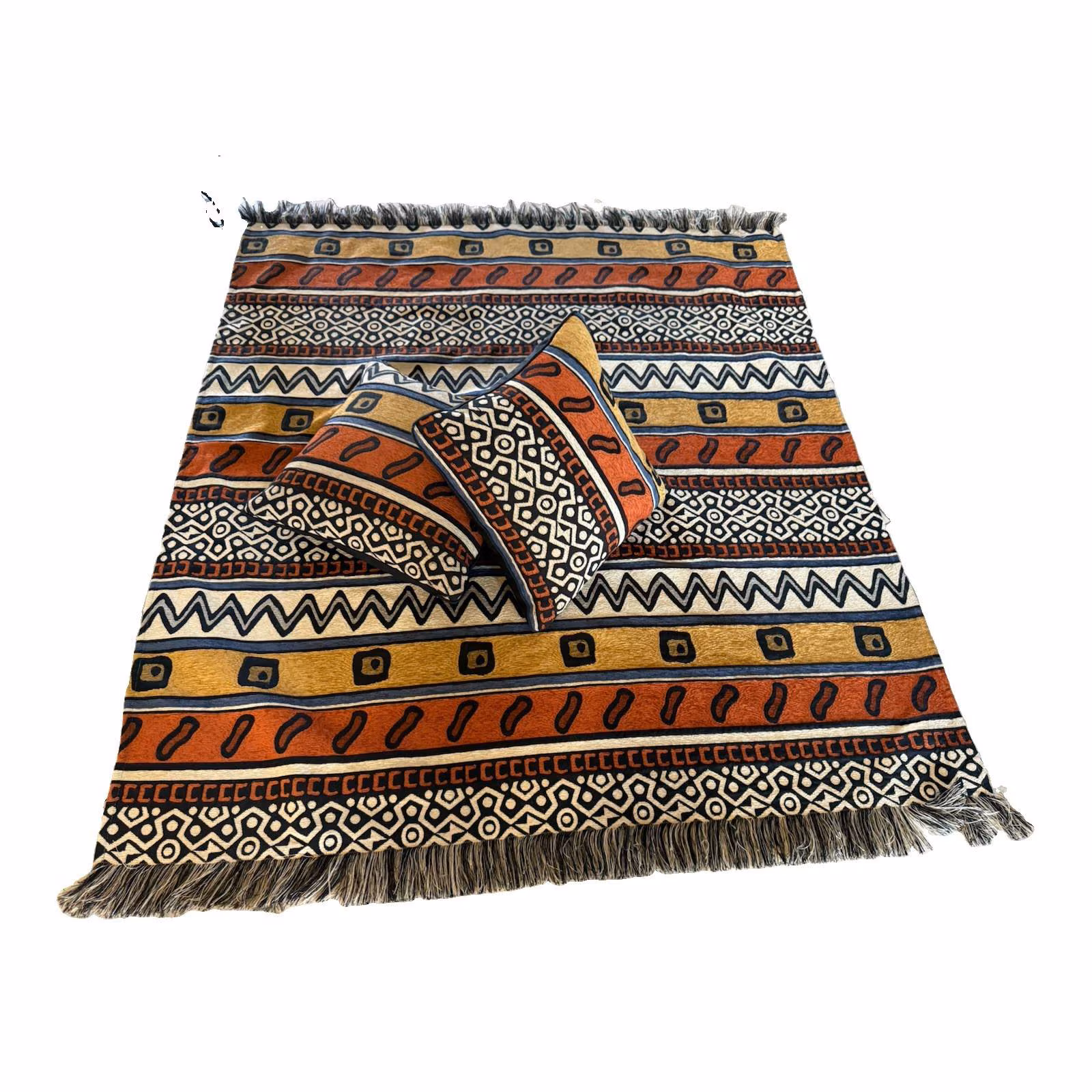 Vintage 8th Avenue Trading Co South Africa Woven Blanket Throw Pillow Set Aztec