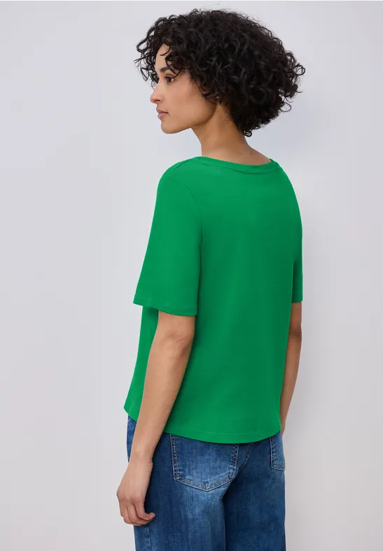 Basic T-Shirt mit V-Neck in Unifarbe