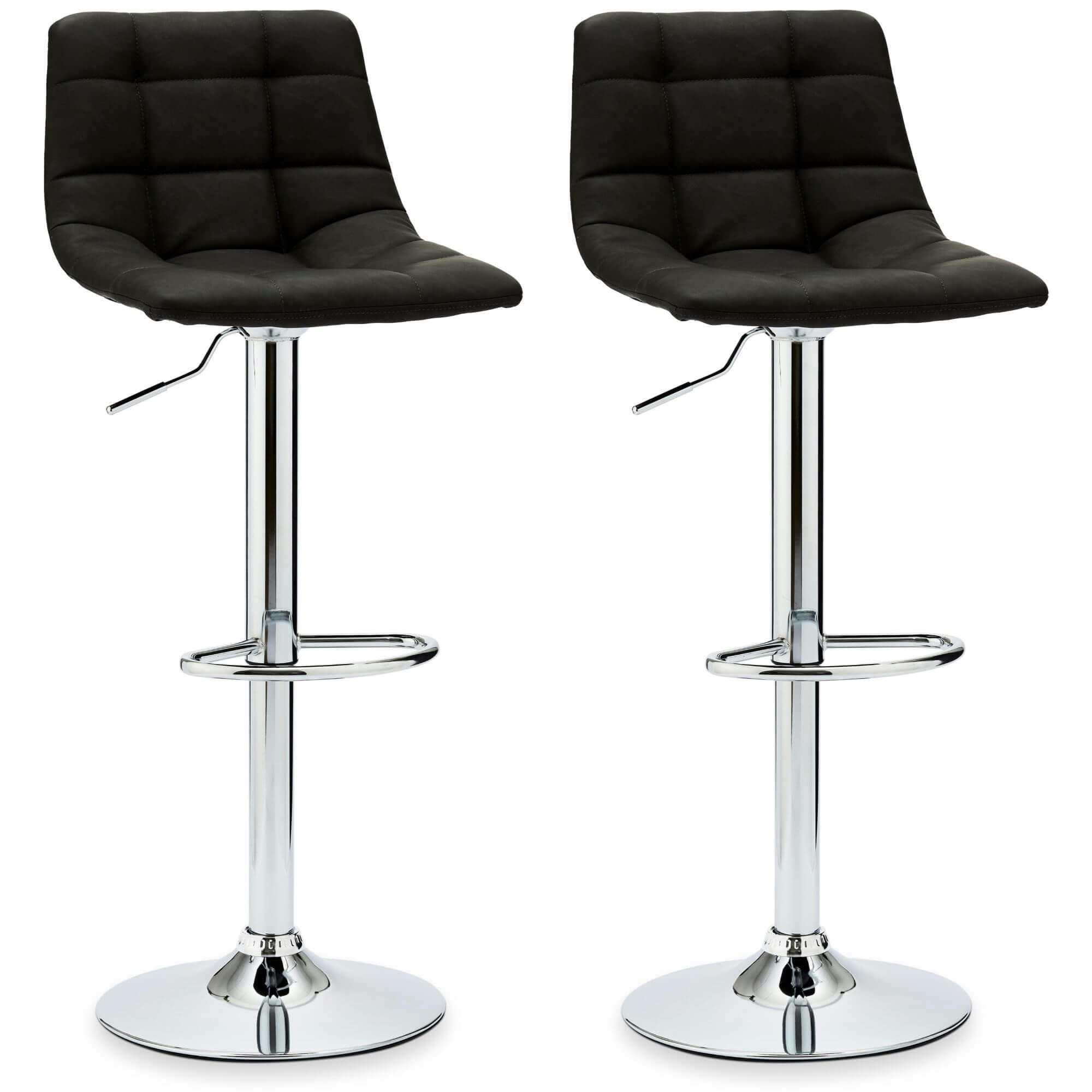 MARIO - Lot de 2 chaise de bar en simili noir H74