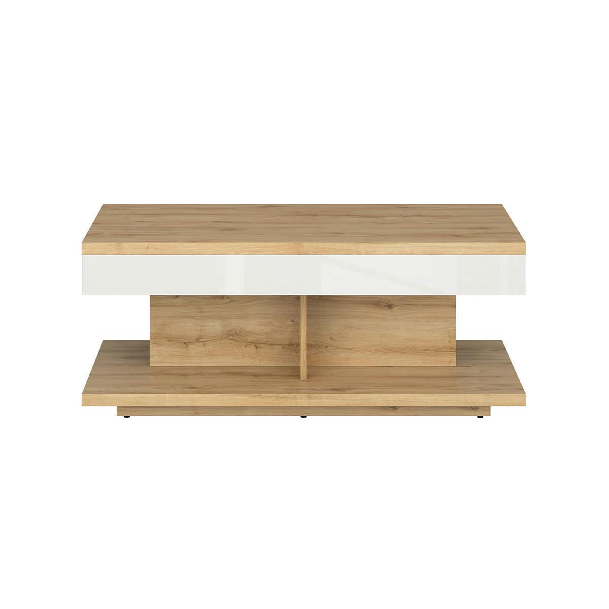 - Table basse blanche et naturelle