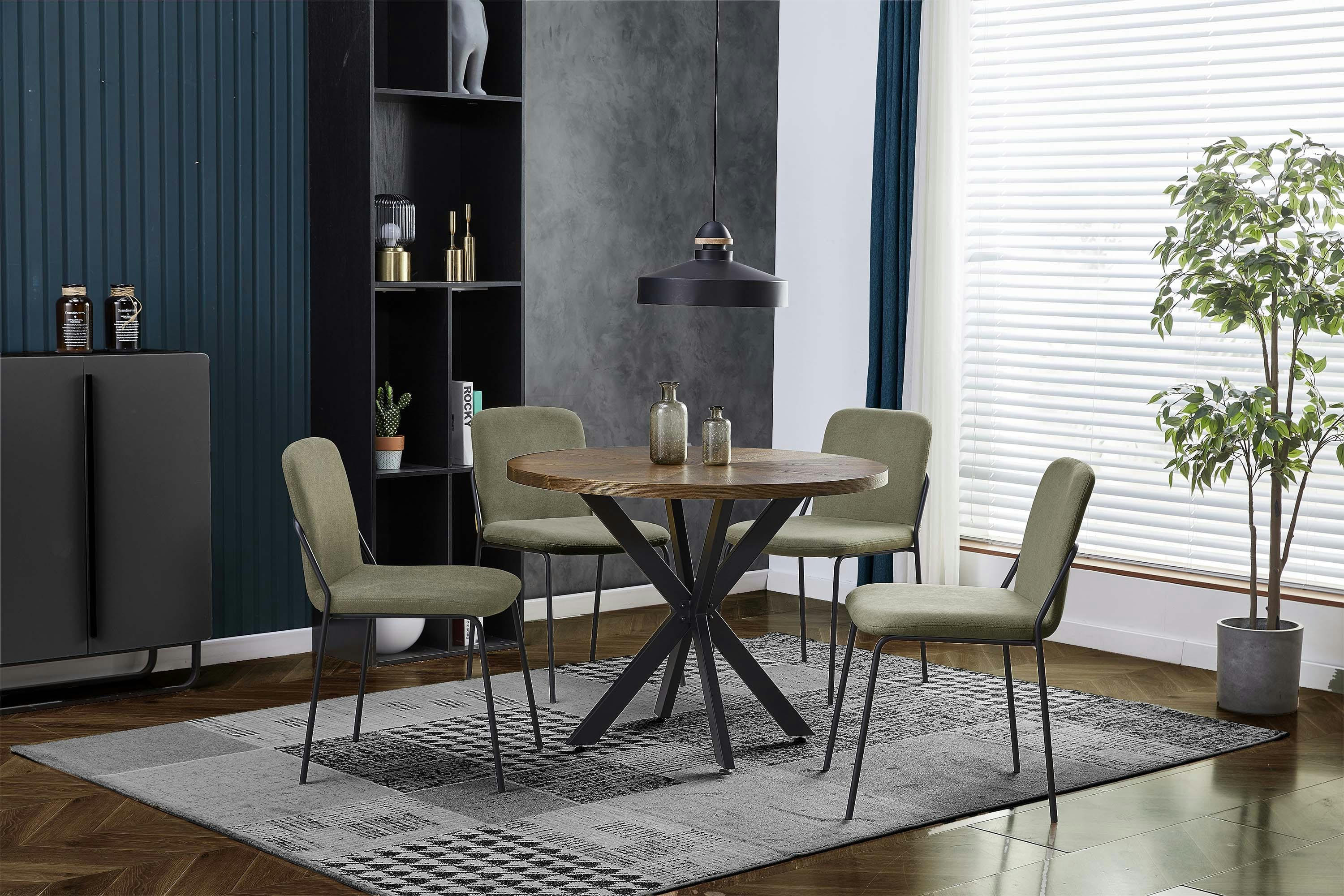 VICKIE - Chaise en tissu Sauge et pieds noir (x4)