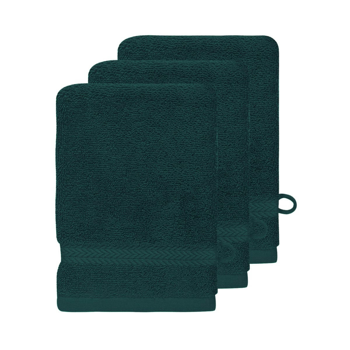 LUXURY - Lot de 3 gants de toilette 550gr/m²  petrol 16x22 cm