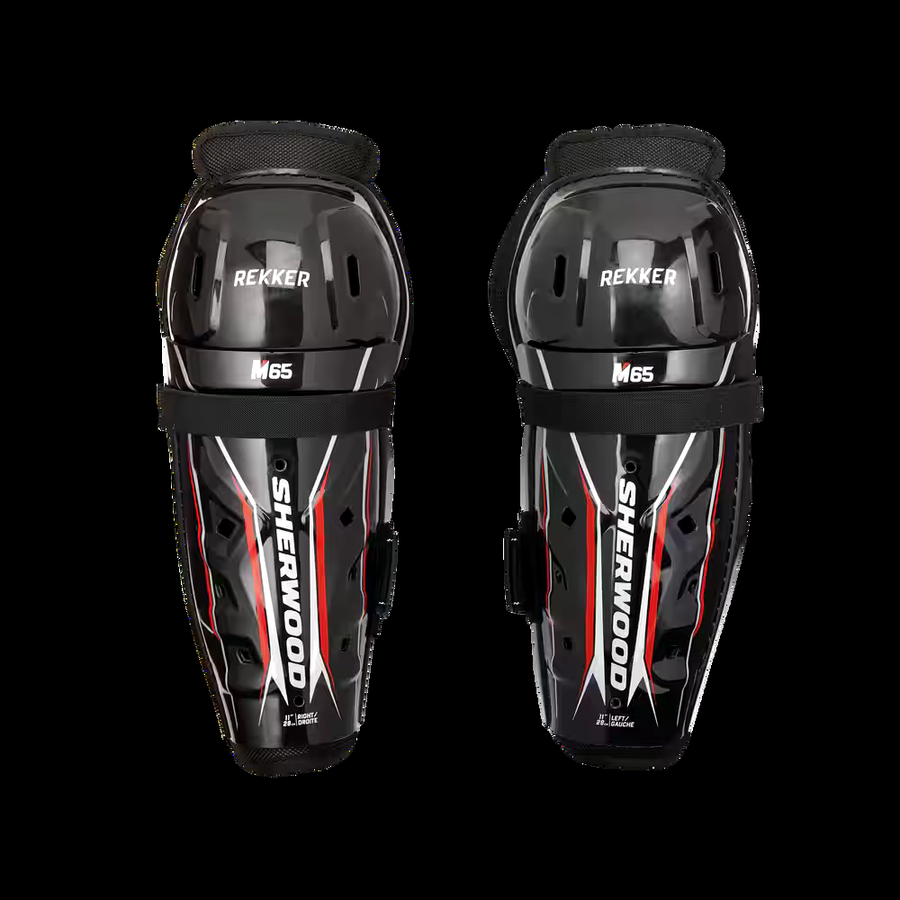 Sherwood Rekker M65 Hockey Shin Guards, Senior, Black, Assorted Sizes