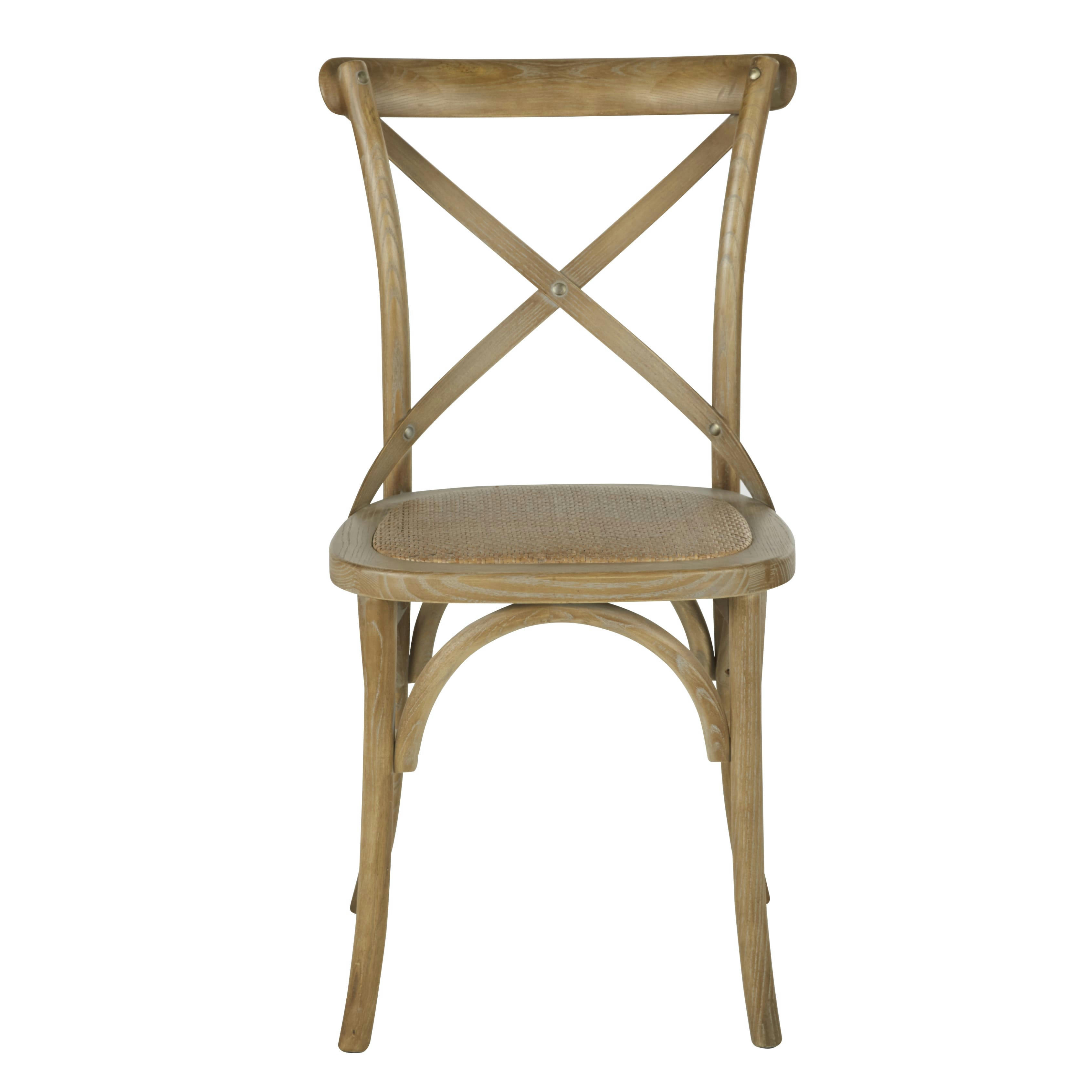 Tradition - Chaise bistrot en bois de hêtre et rotin effet cérusé