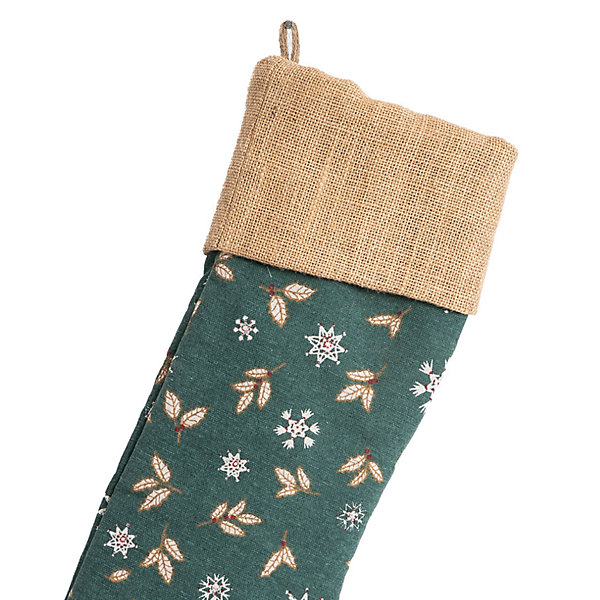 Lot de 2 Chaussette de noël en coton recyclé et jute 'Deko&co'