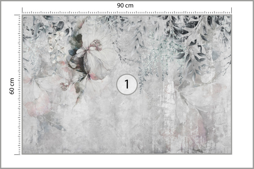 Fototapeta Delikatne Liście Na Betonie 90x60cm