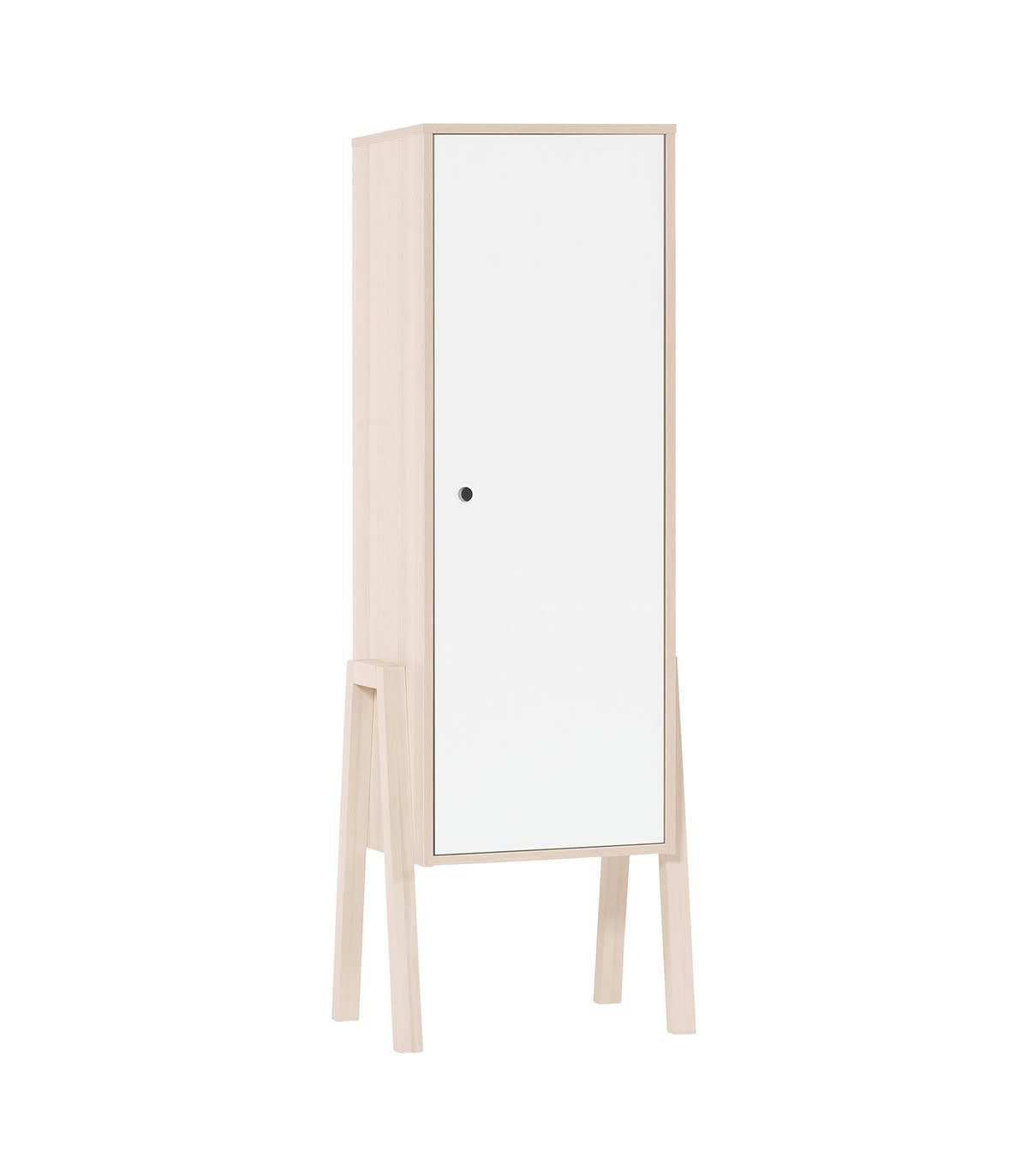 SPOT - Armoire 1 porte 3 étagères intérieures - Blanc et beige