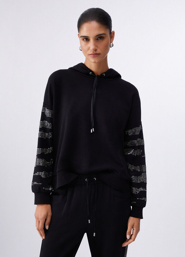 Felpa con cappuccio e applicazioni