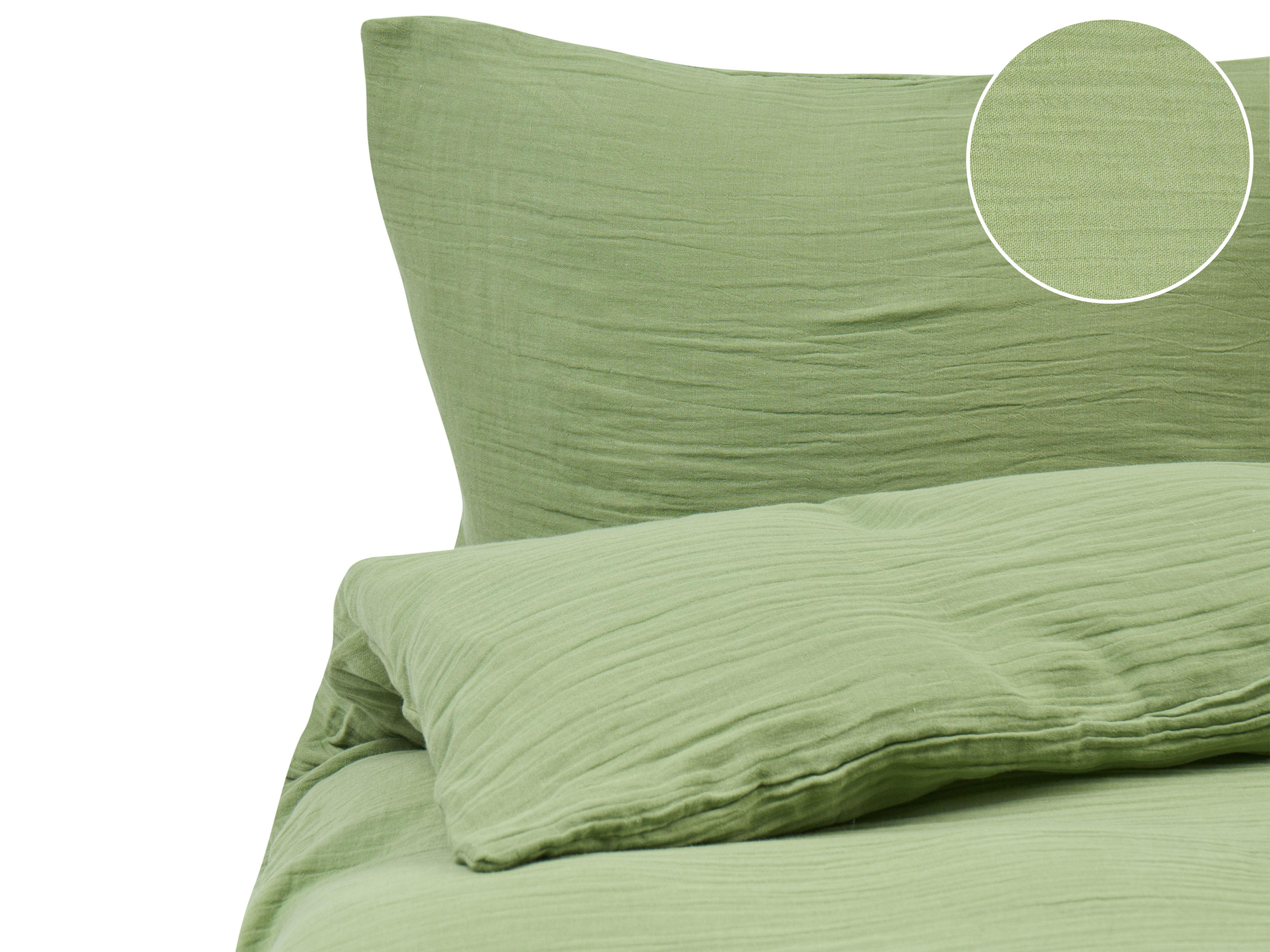 Duvet Cover Set SUMNER Cotton Muslin 150 x 200 cm Green