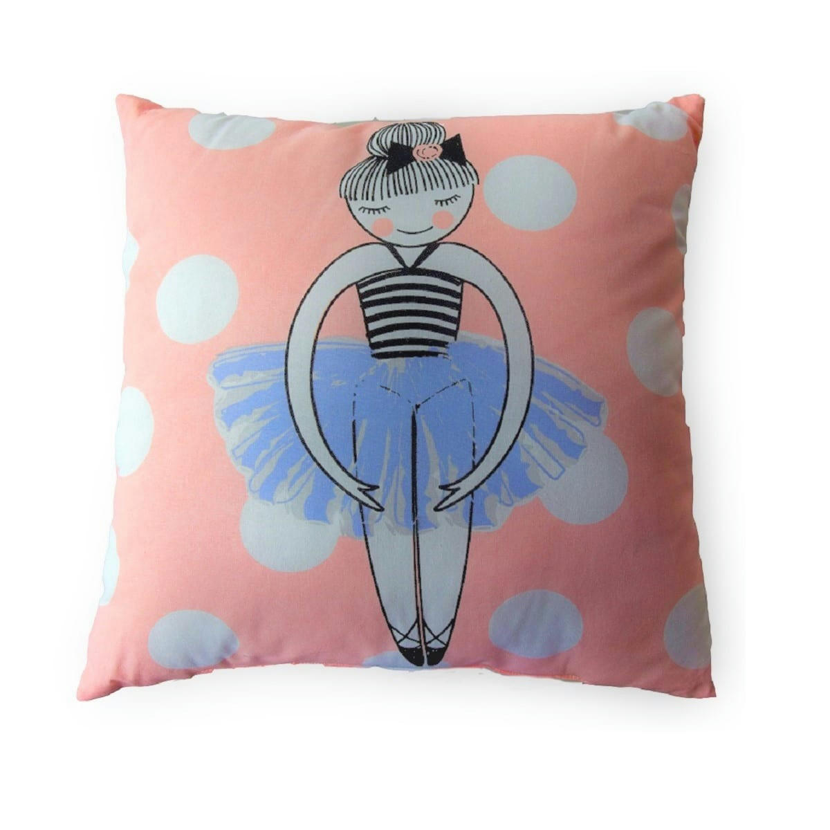 KIDS - Coussin coton rose avec danseuse 40x40cm