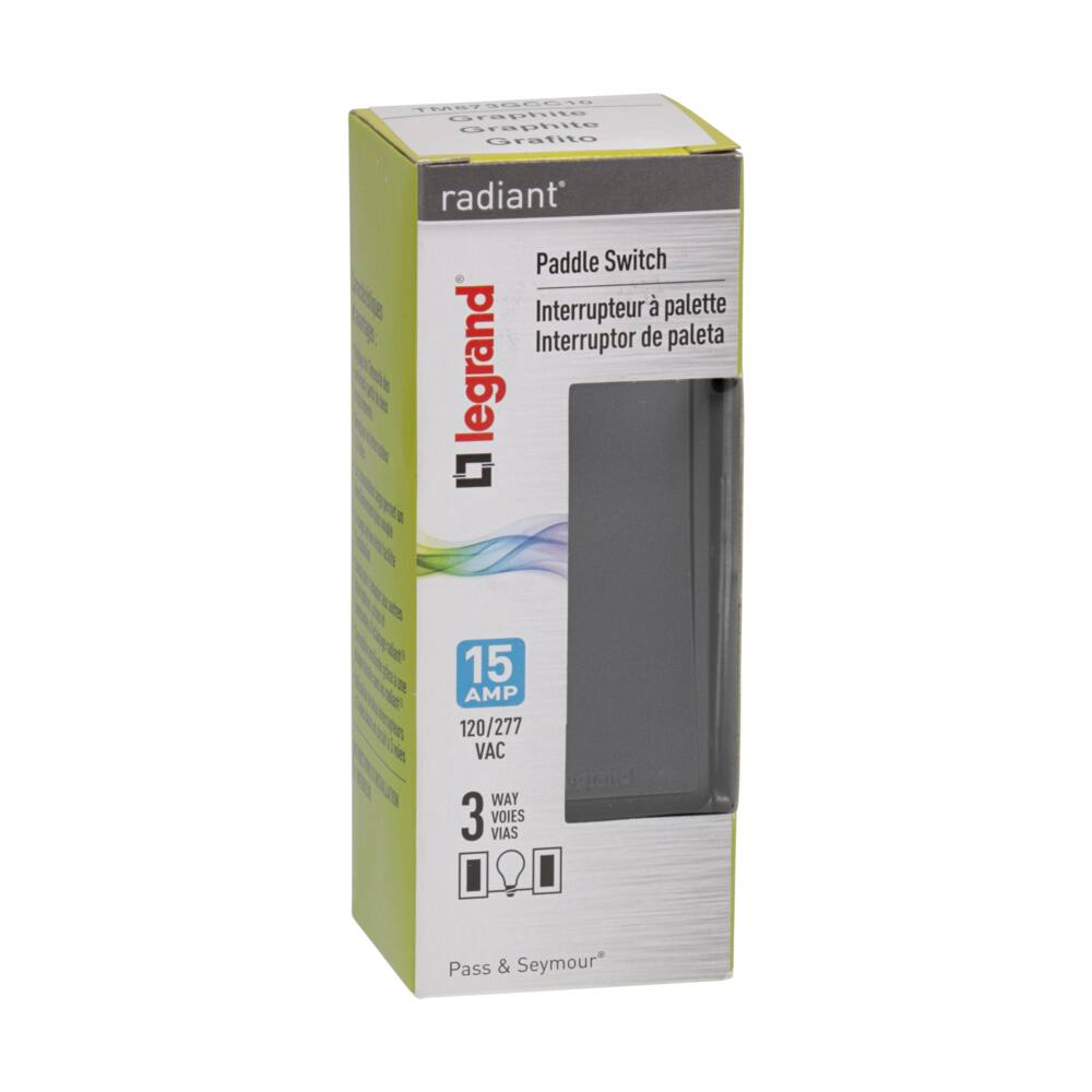 Legrand TM873GCC10 Radiant 3-Way Switch, 15A, Graphite