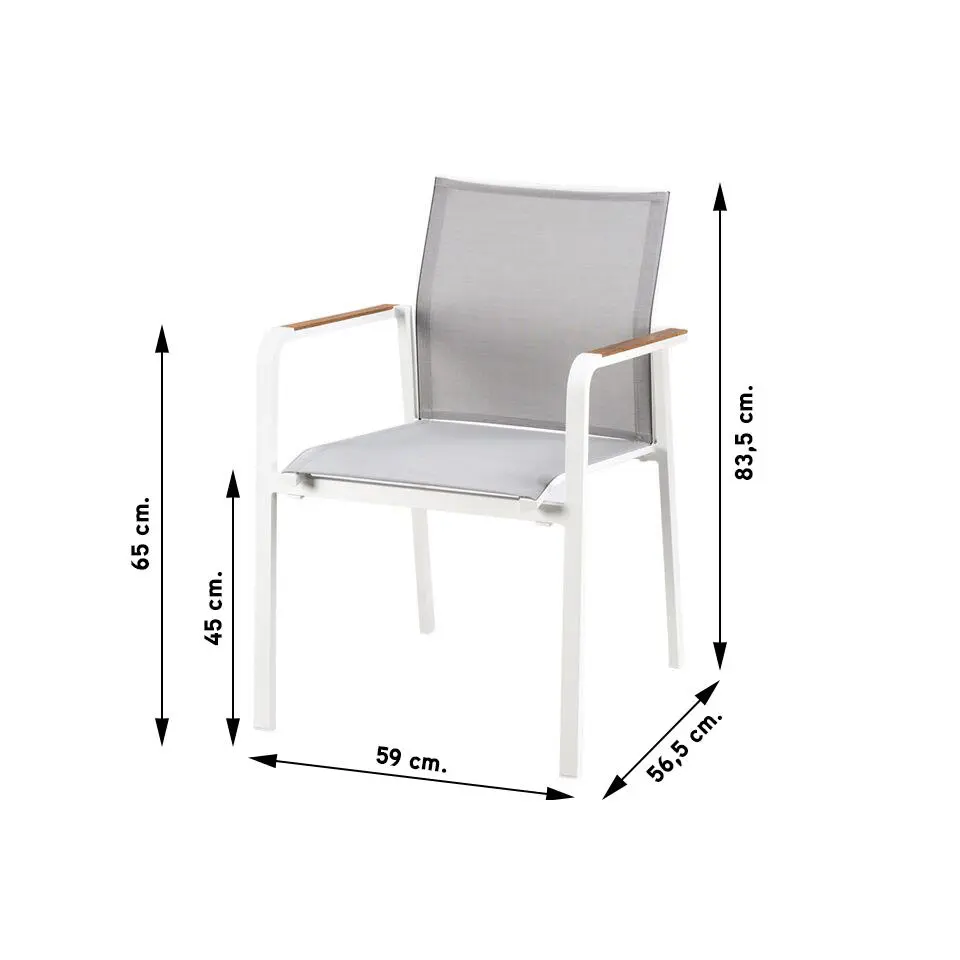 Tutti stapelstoel wit met teak