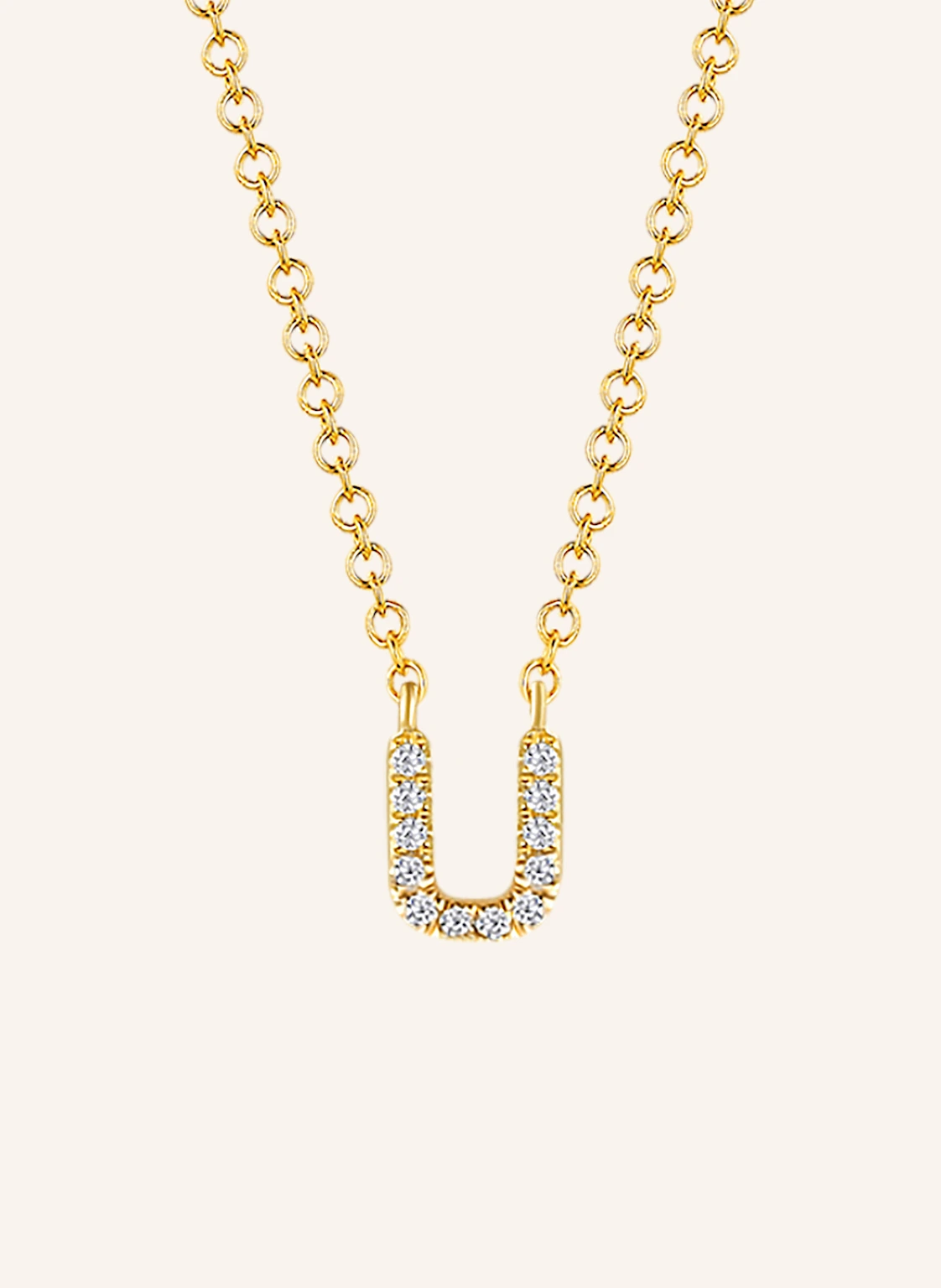 Leaf INITIALIEN Halskette „U“ aus 14 Karat Gelbgold mit Diamanten