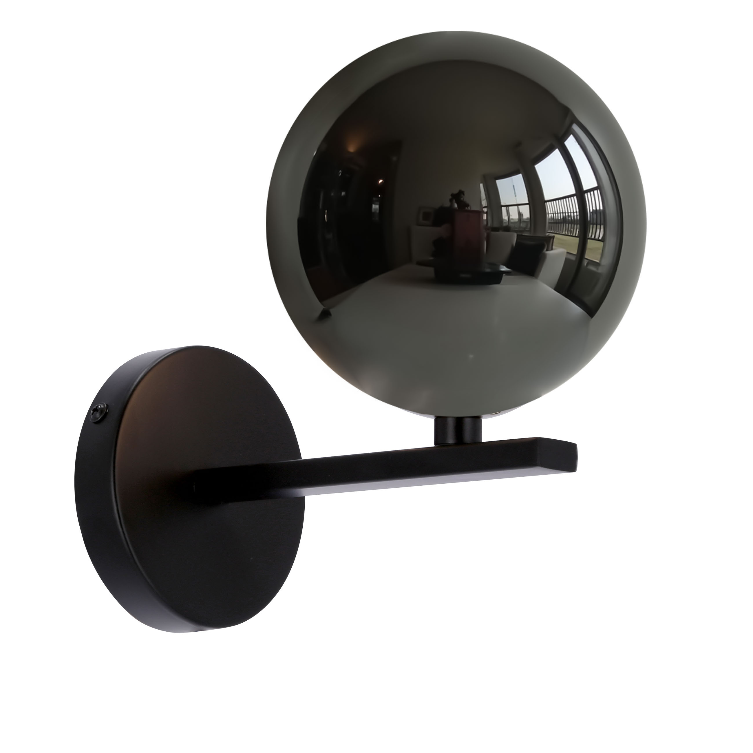 Lampa kinkiet KAMA czarny złoty 1x28 g9 klosz grafitowy