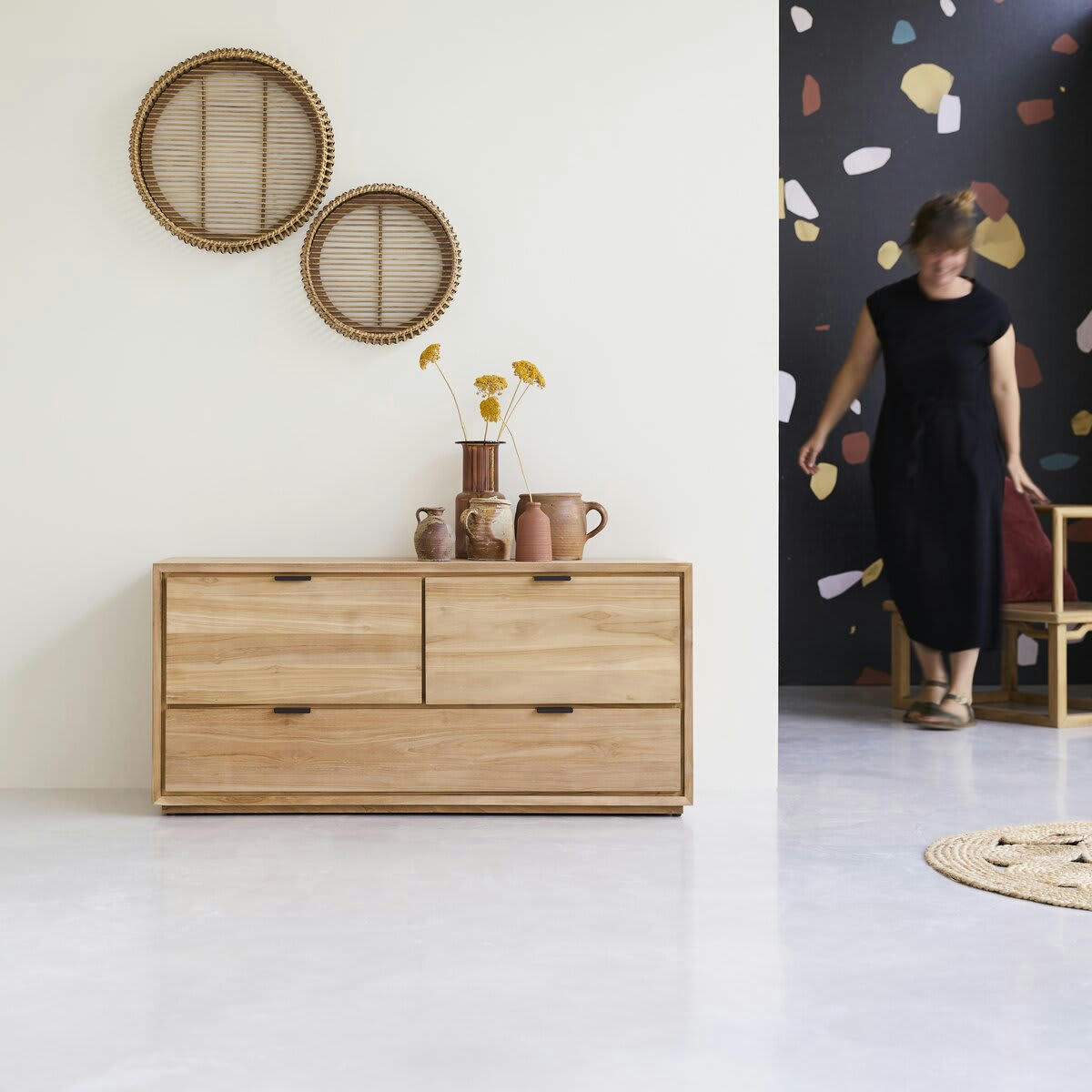 SENSON - Meuble TV en teck massif 120 cm