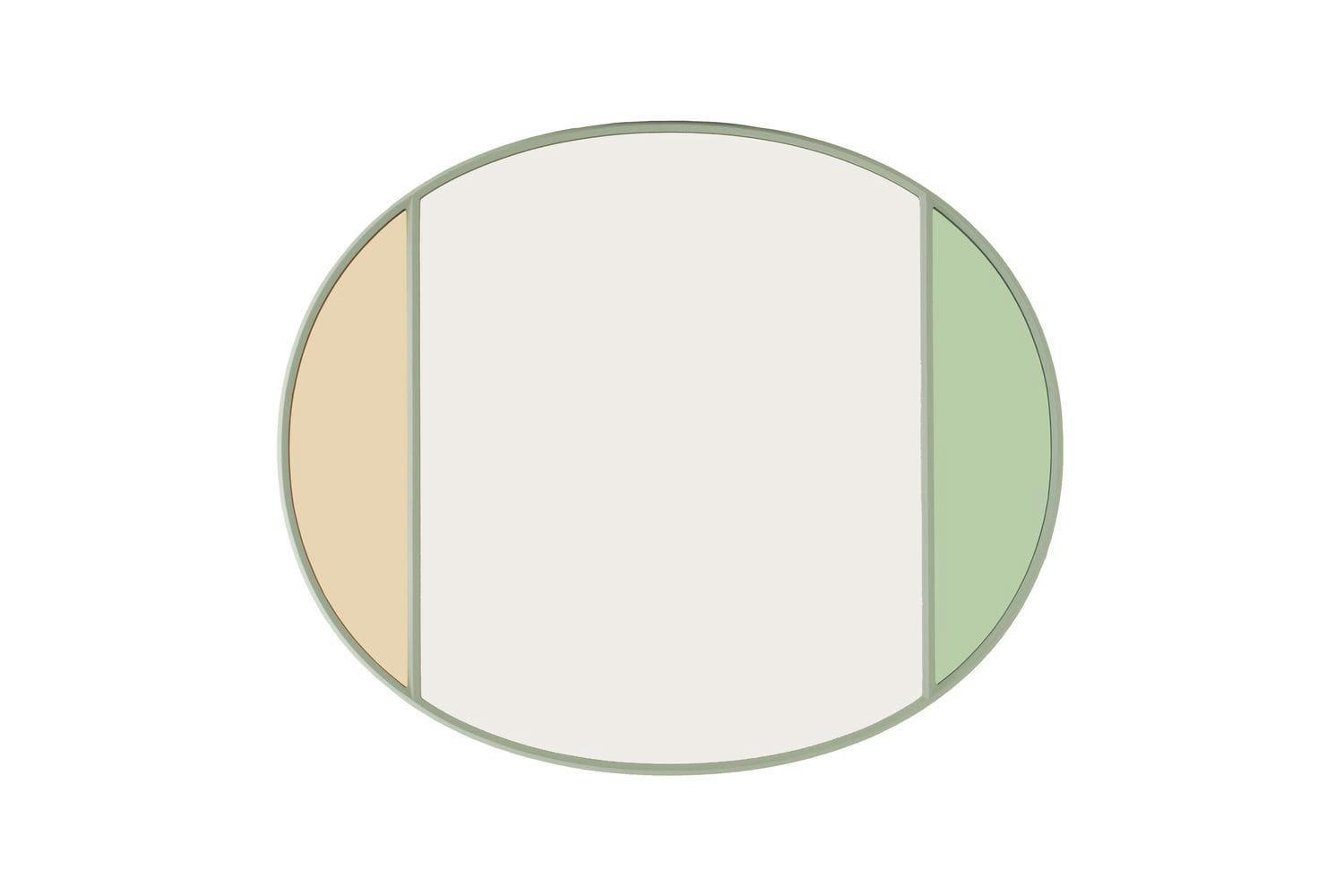 VITRAIL - Miroir vitrail ovale gris clair 60x50cm