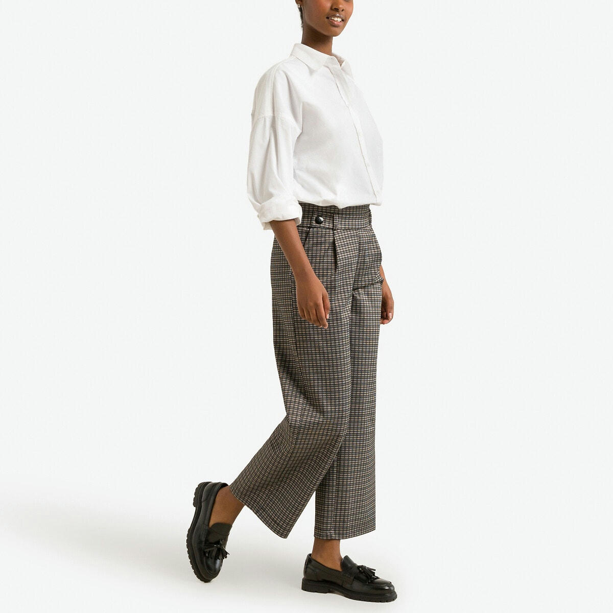 Pantalon large à carreaux