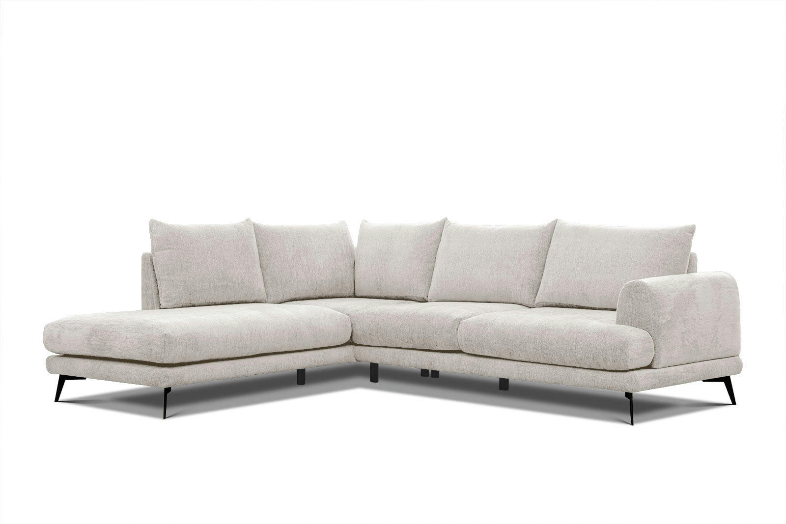 ADRIA - Canapé d'angle gauche 5 places tissu écru