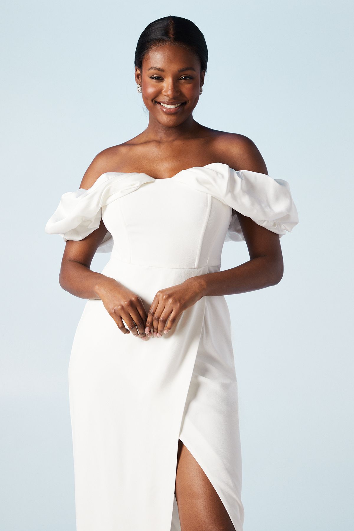 Coast Volume Sleeve Corset Column Wedding Dress