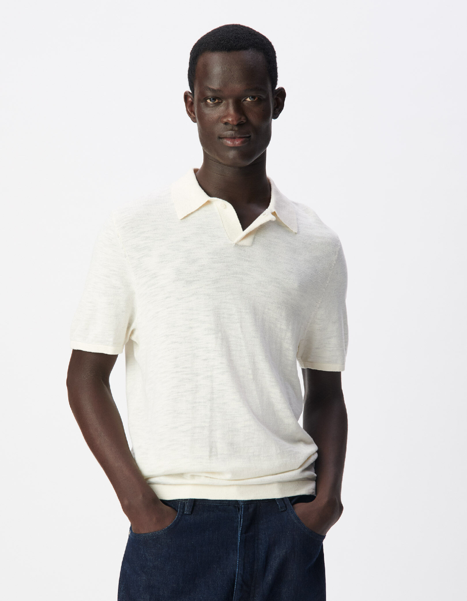 Polo craie en tricot flammé Homme