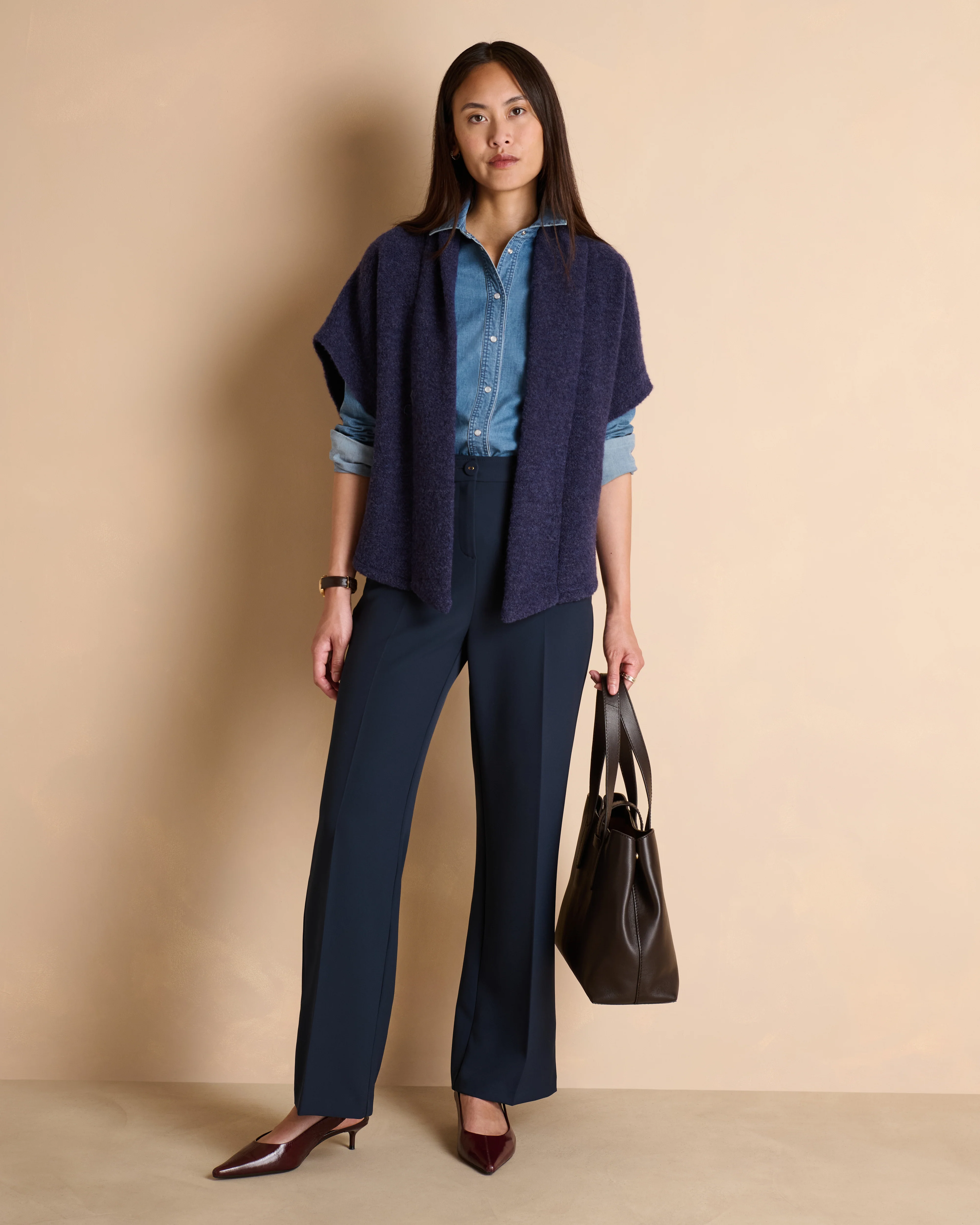 Pantalon bleu marine droit et large PIAMBRE-L14/14045/312