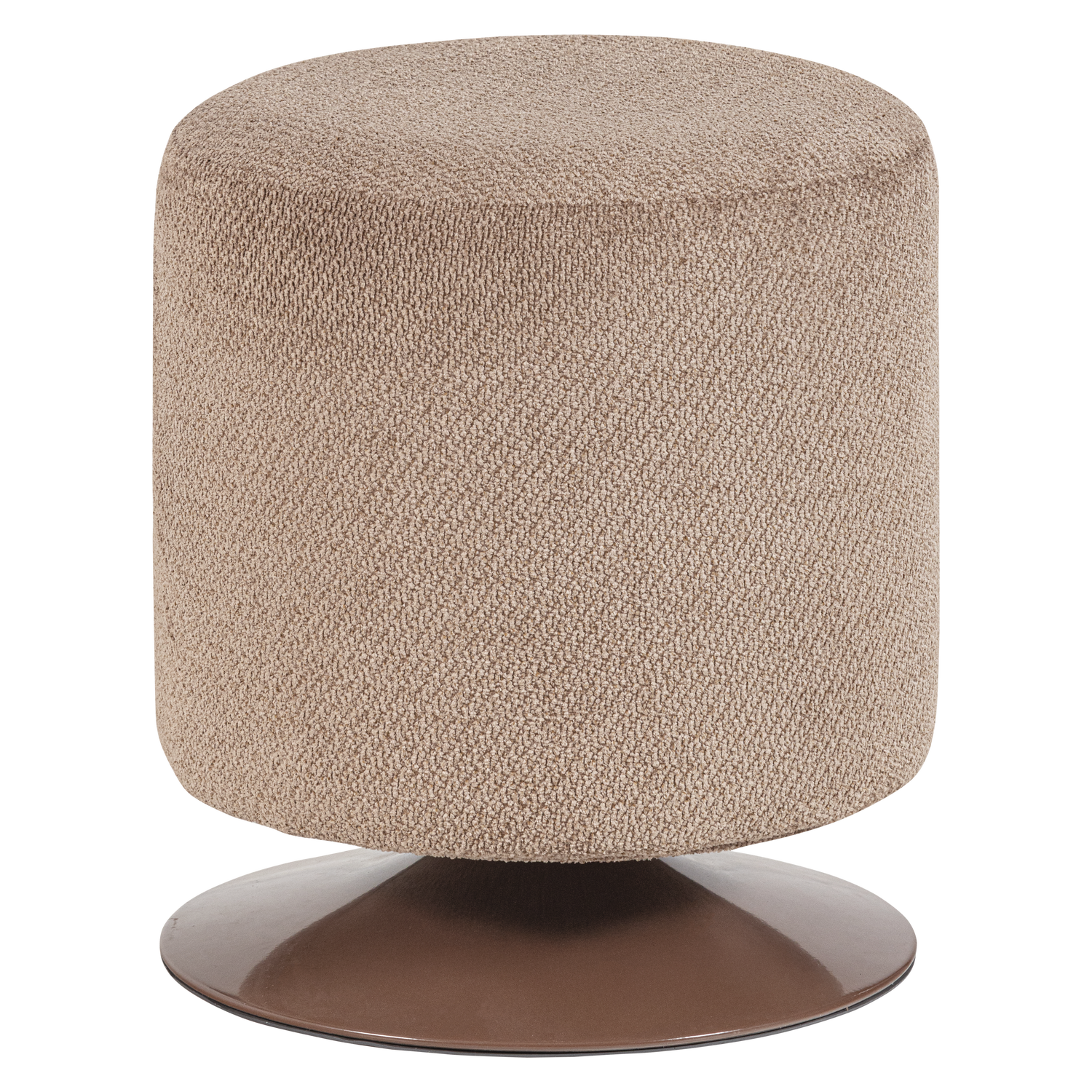 WOOOD poef met draaivoet Islen - Bouclé - Bruin - 47x39x39