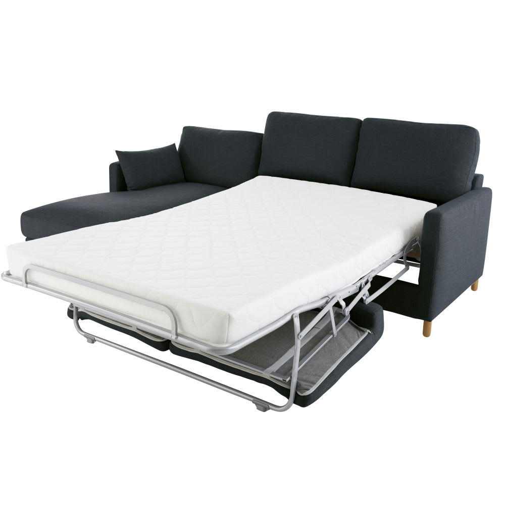 Julian - Canapé d'angle gauche convertible 5 places gris anthracite, matelas 14 cm